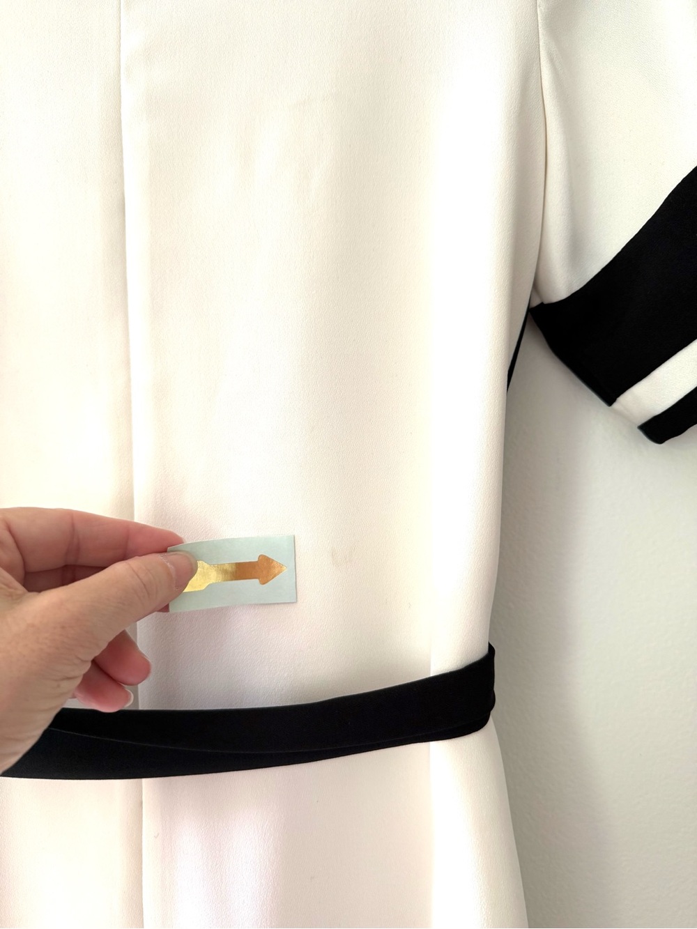 Ann Taylor Cream Black XXS 00P Colorblock Belted Shift Dress Work Office Career - Picture 11 of 13